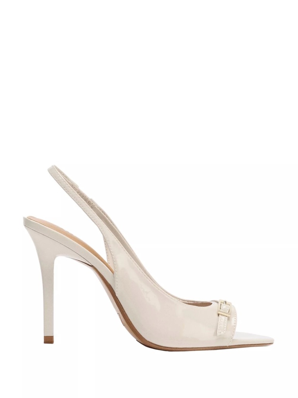 Zara Ivory Patent Leather Slingback Peep-Toe Heels